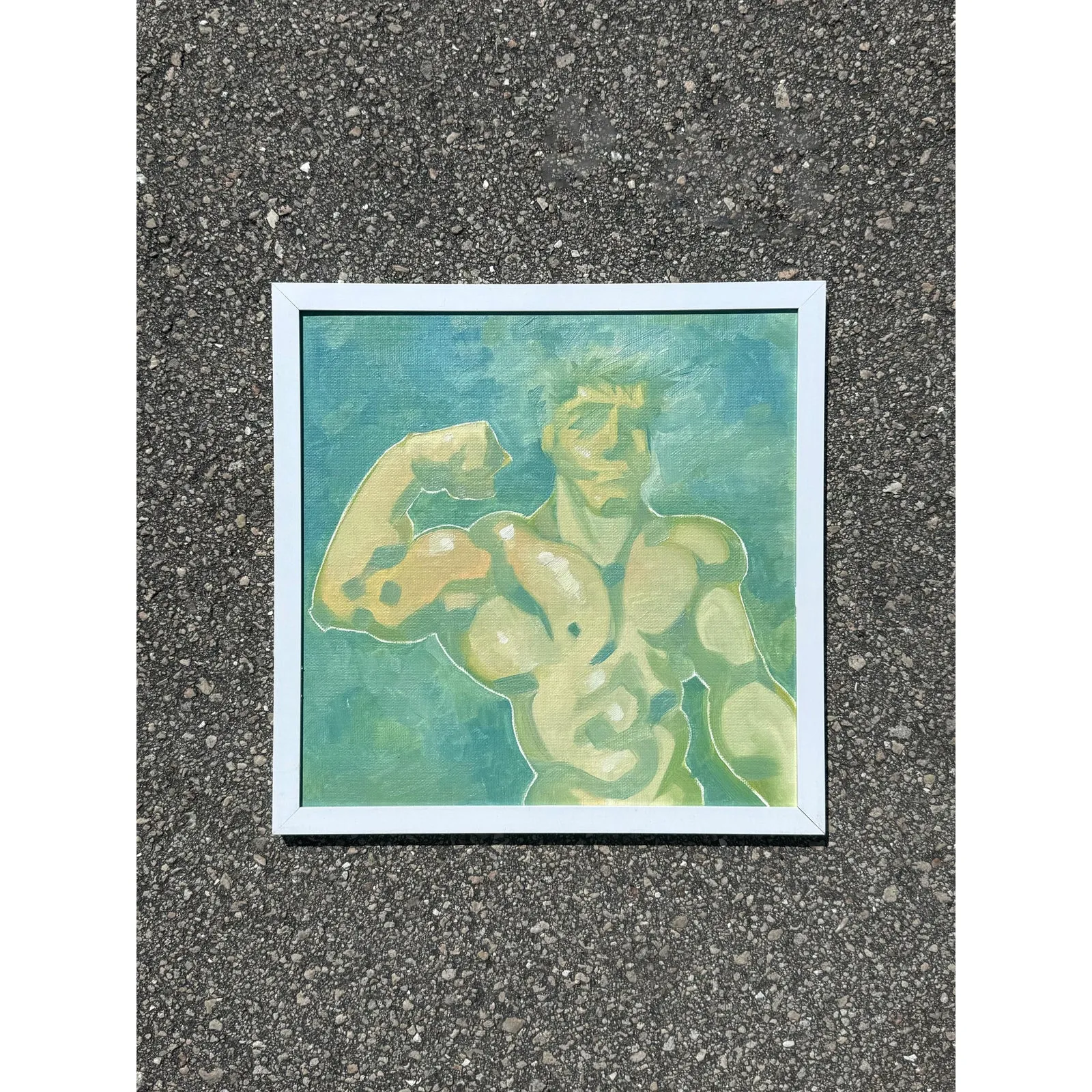 Vintage Boho Abstract Figurative of Man Oil on Board — additional photo 8
