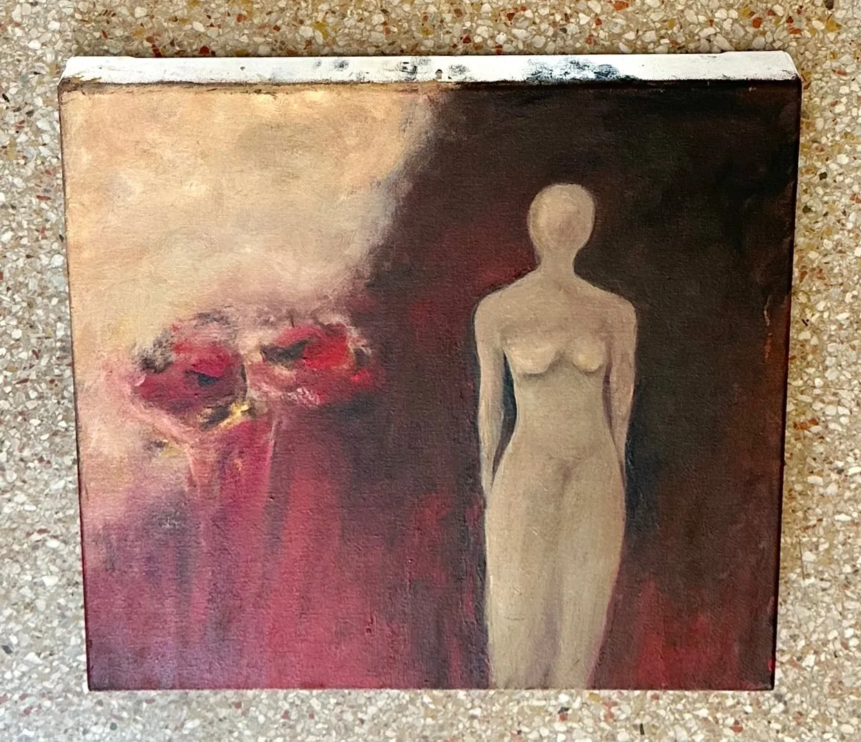 Vintage Boho Abstract Figurative Oil on Canvas — additional photo 1