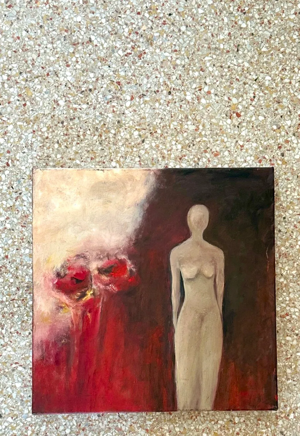Vintage Boho Abstract Figurative Oil on Canvas — additional photo 2