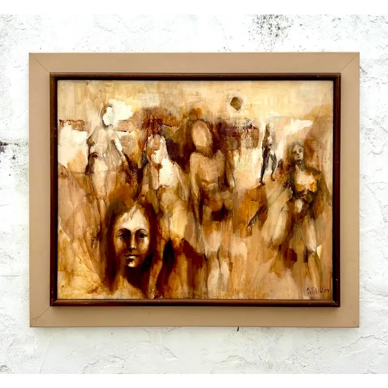 Vintage Boho Abstract Figurative Oil Painting by D. Melton — additional photo 3