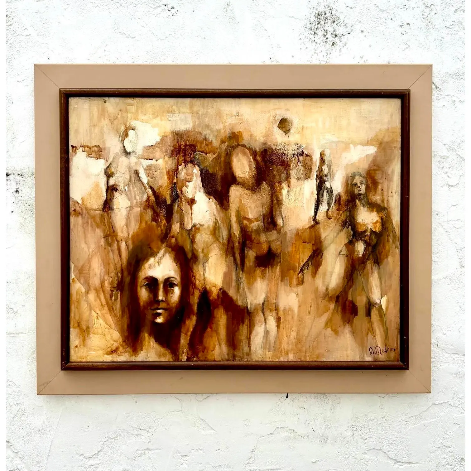 Vintage Boho Abstract Figurative Oil Painting by D. Melton — additional photo 4