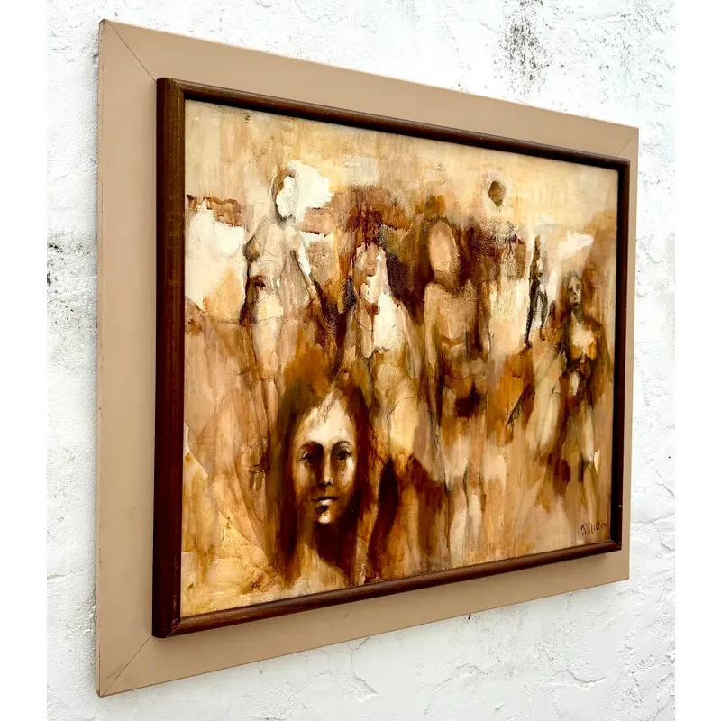 Vintage Boho Abstract Figurative Oil Painting by D. Melton — additional photo 5