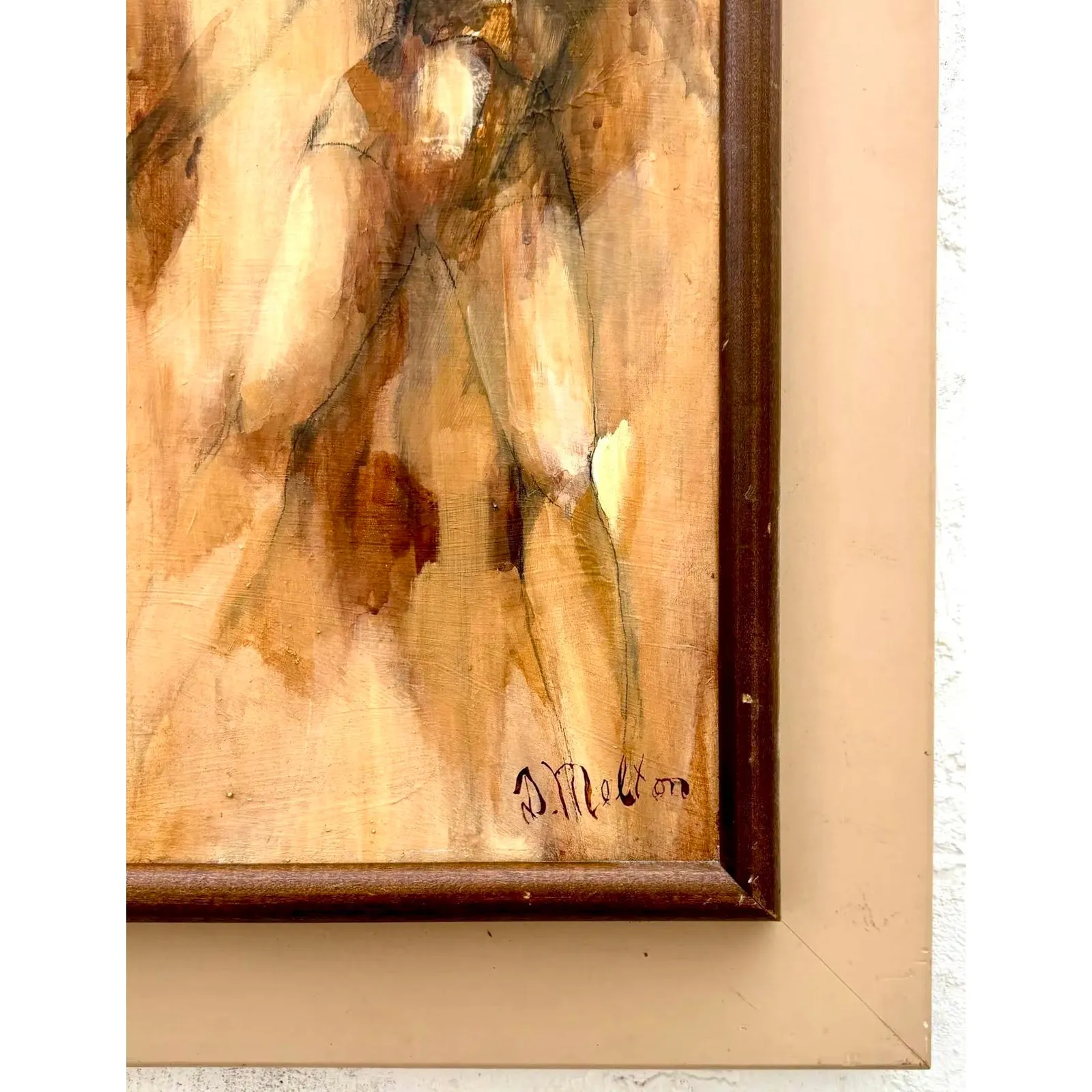 Vintage Boho Abstract Figurative Oil Painting by D. Melton — additional photo 7