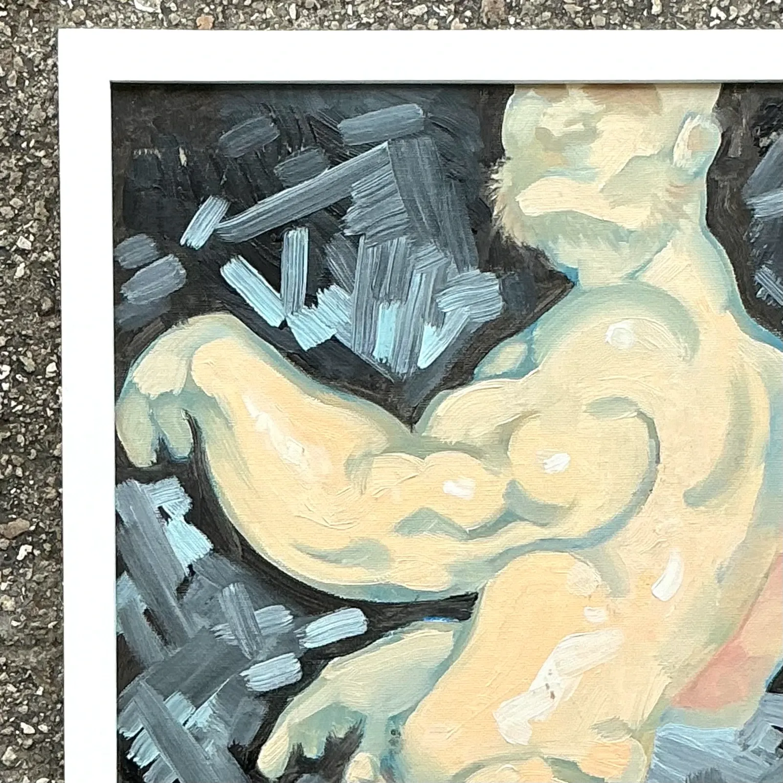 Vintage Boho Abstract Figurative Painting on Board — additional photo 1