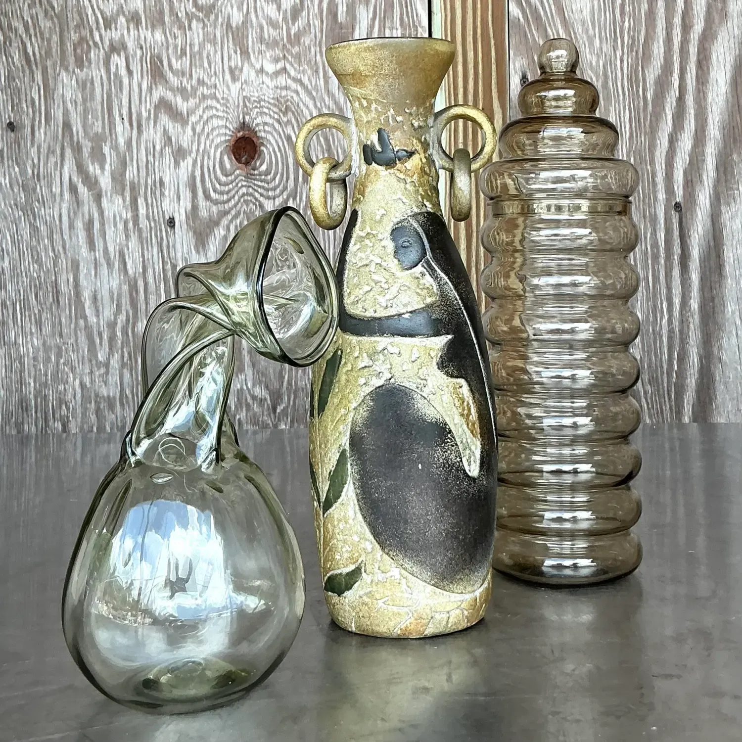 Vintage Boho Abstract Figurative Plaster Vase — additional photo 2