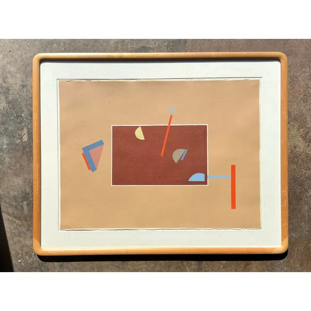 Vintage Boho Abstract Geometric Lithograph on Paper — additional photo 2