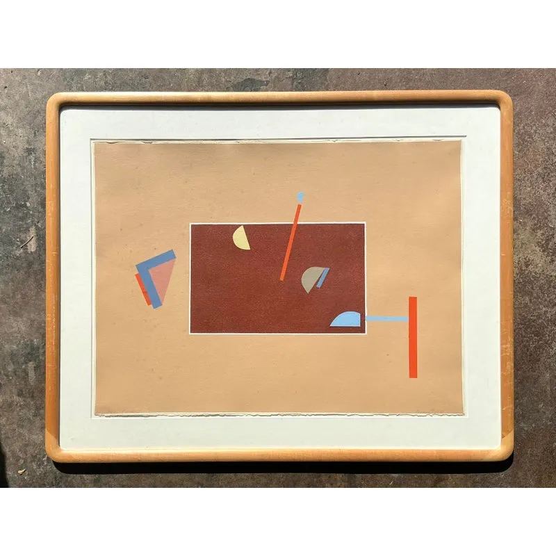 Vintage Boho Abstract Geometric Lithograph on Paper — additional photo 3