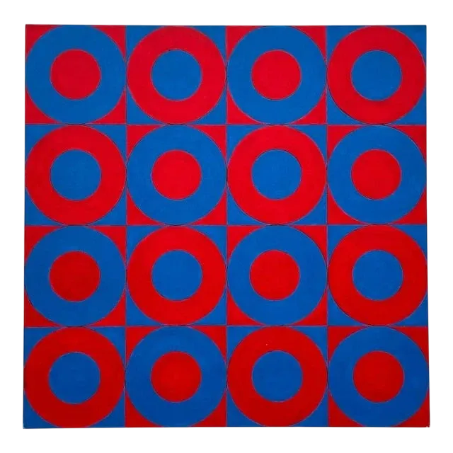 Vintage Boho Abstract Geometric Oil on Canvas - Oil Paint, 36W x 36H — additional photo 2