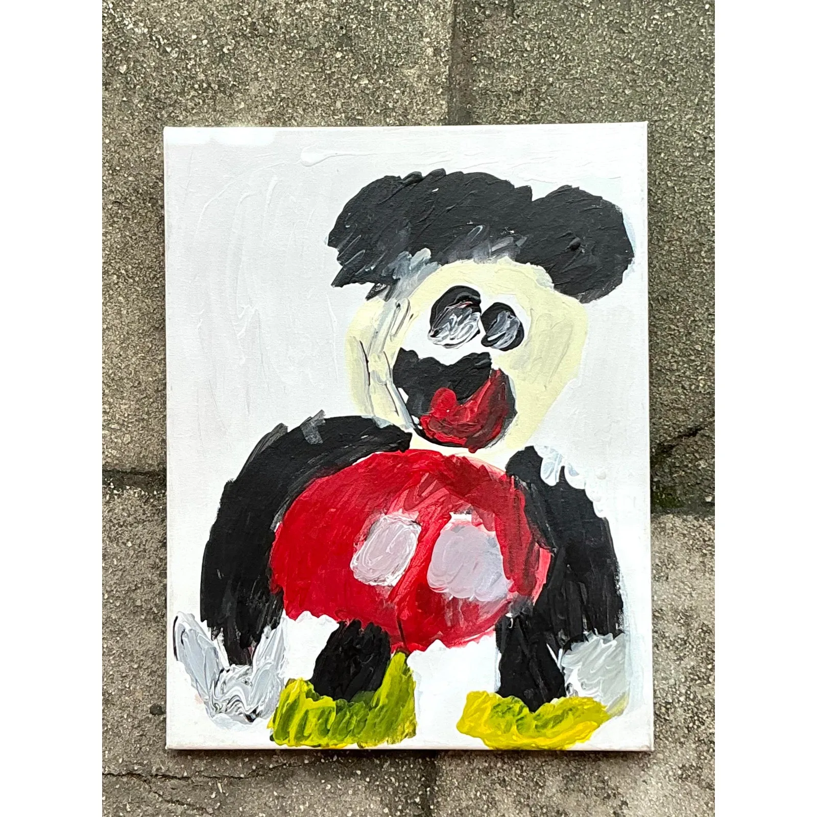 Vintage Boho Abstract Mickey Original Oil on Canvas — additional photo 1