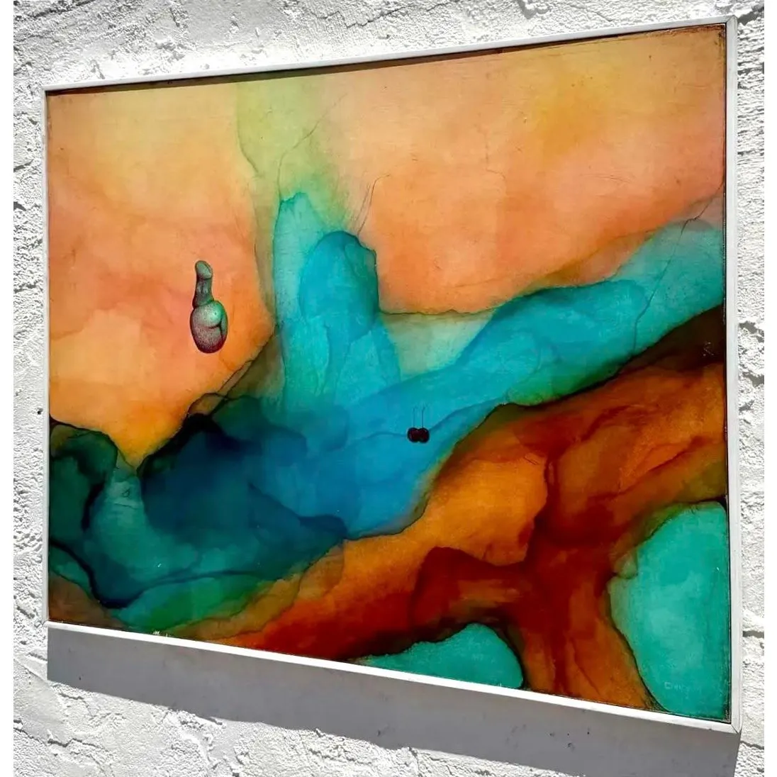 Vintage Boho Abstract Mixed Media Painting on Canvas — additional photo 3