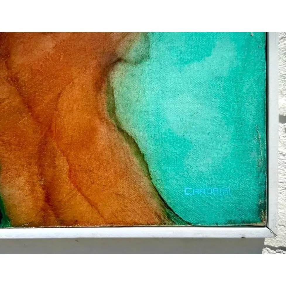 Vintage Boho Abstract Mixed Media Painting on Canvas — additional photo 4