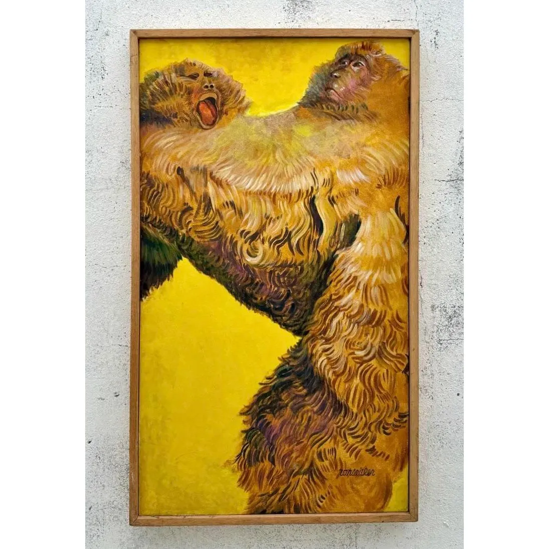 Vintage Boho Abstract Monkey Painting on Canvas — additional photo 2