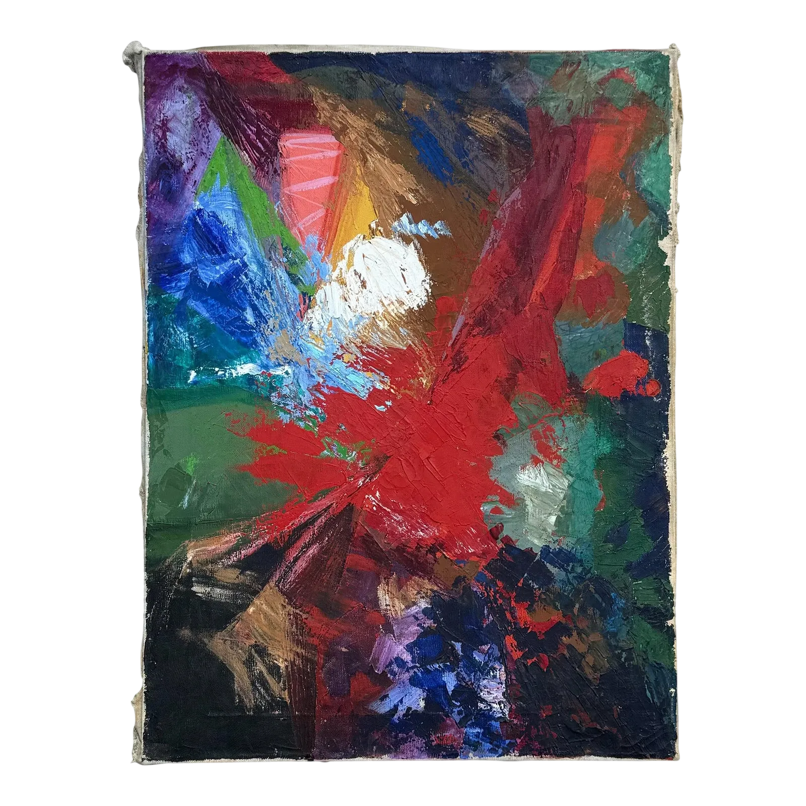 Vintage Boho Abstract Oil on Canvas