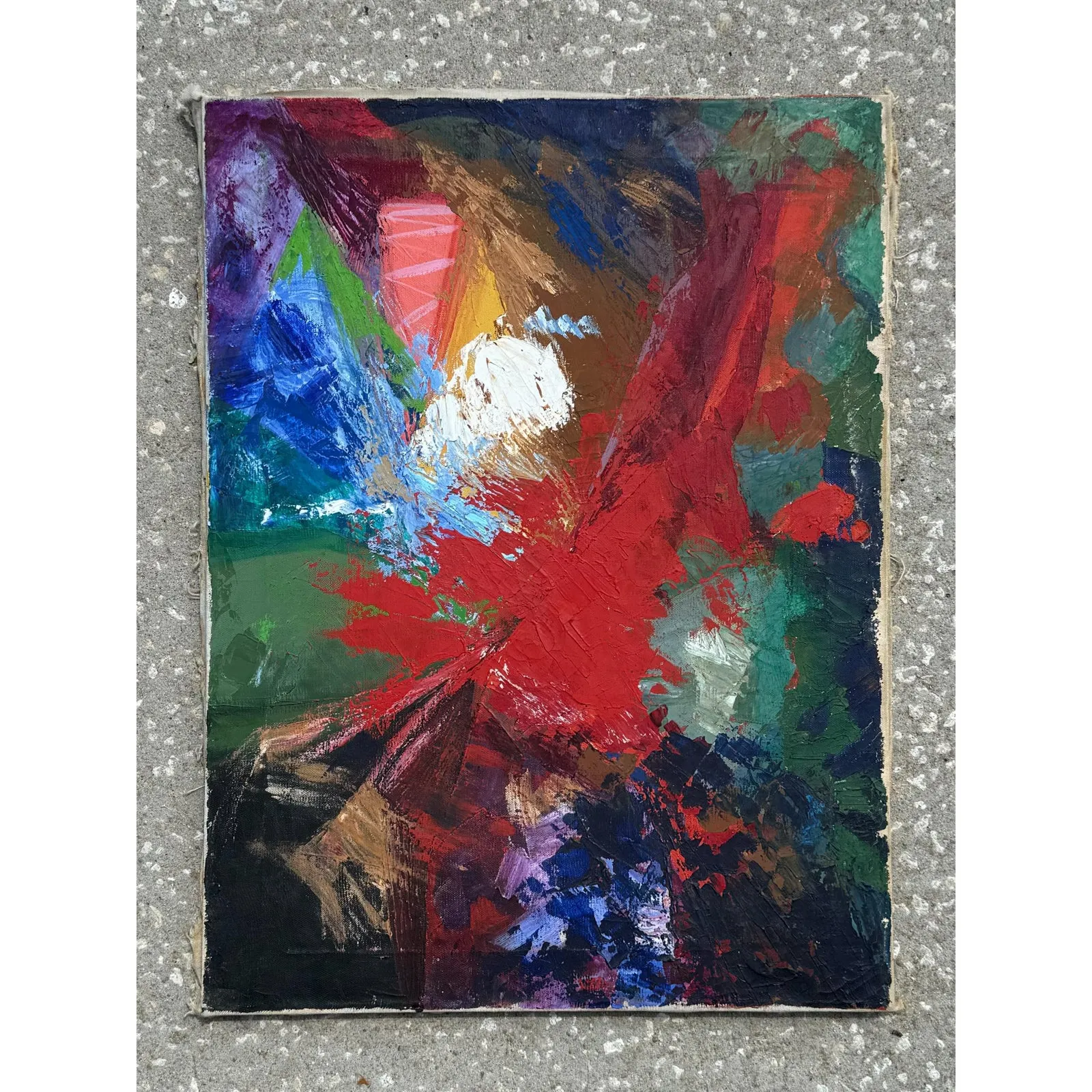 Vintage Boho Abstract Oil on Canvas — additional photo 2