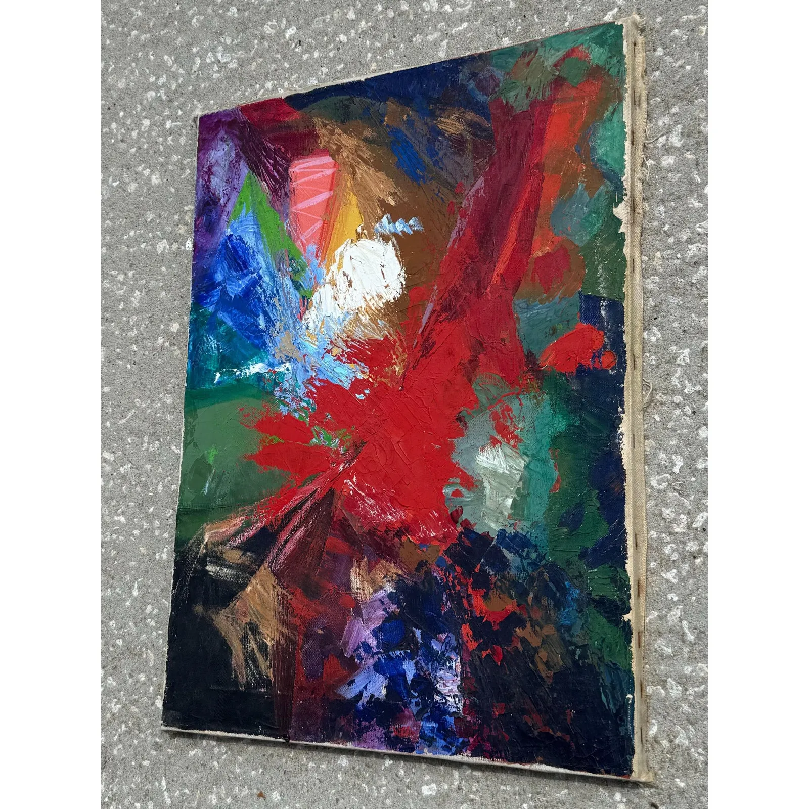Vintage Boho Abstract Oil on Canvas — additional photo 4