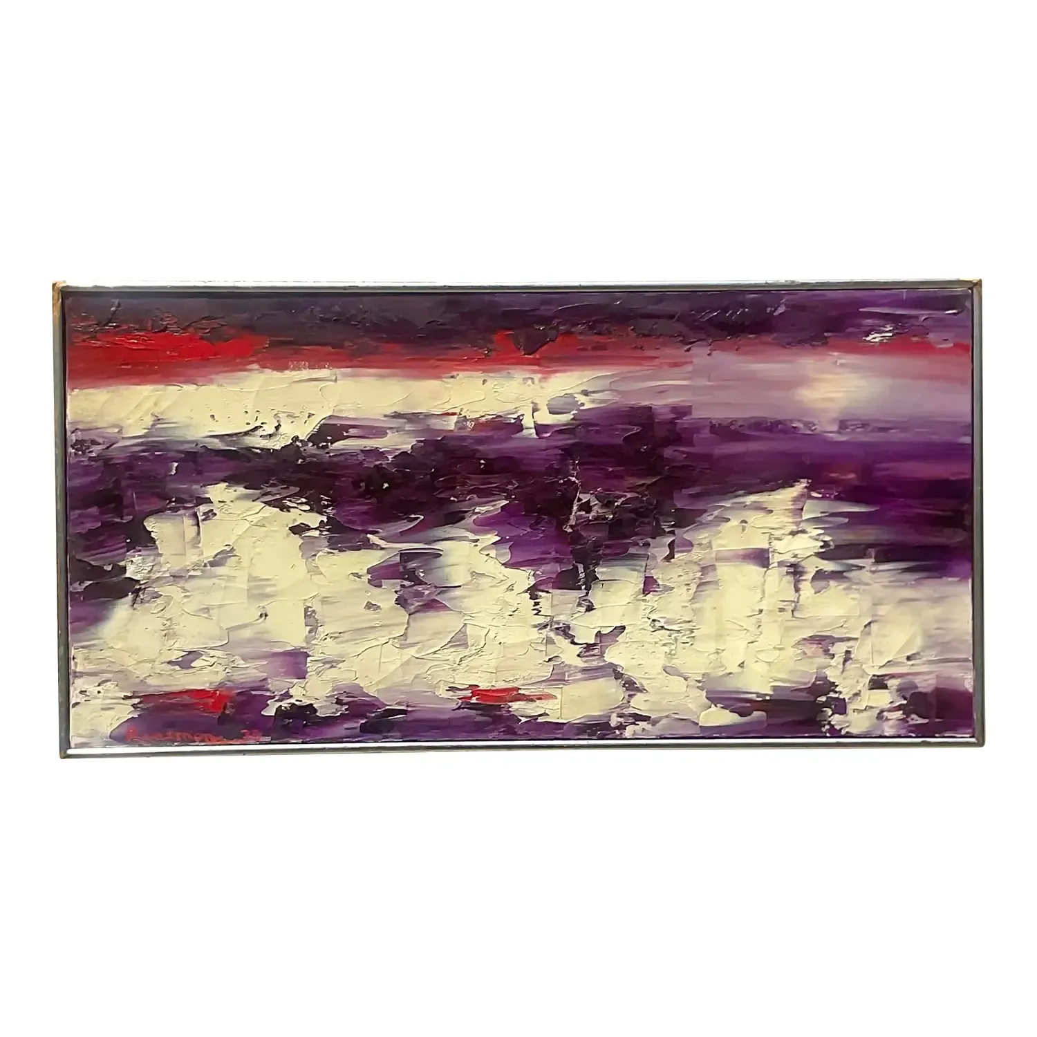Vintage Boho Abstract Original Oil on Canvas - Canvas, 31W x 15.75H — additional photo 2