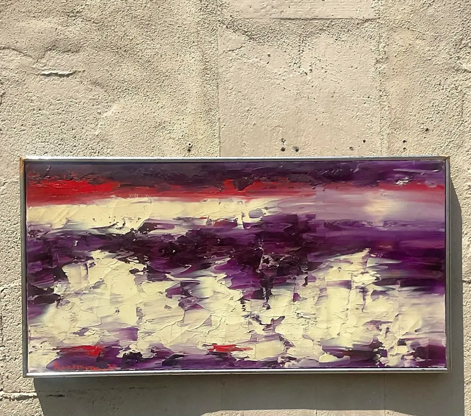 Vintage Boho Abstract Original Oil on Canvas - Canvas, 31W x 15.75H — additional photo 5
