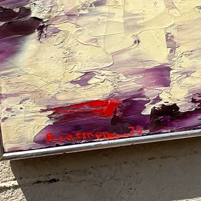 Vintage Boho Abstract Original Oil on Canvas - Canvas, 31W x 15.75H — additional photo 7