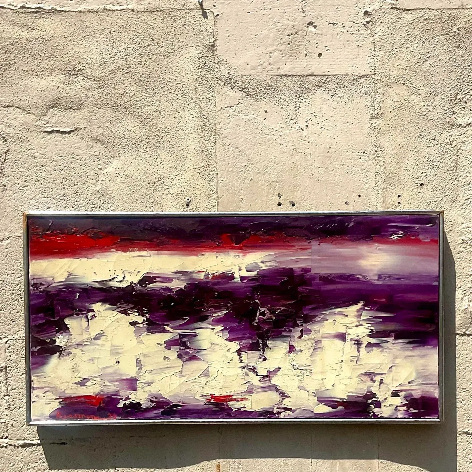 Vintage Boho Abstract Original Oil on Canvas - Canvas, 31W x 15.75H — additional photo 8