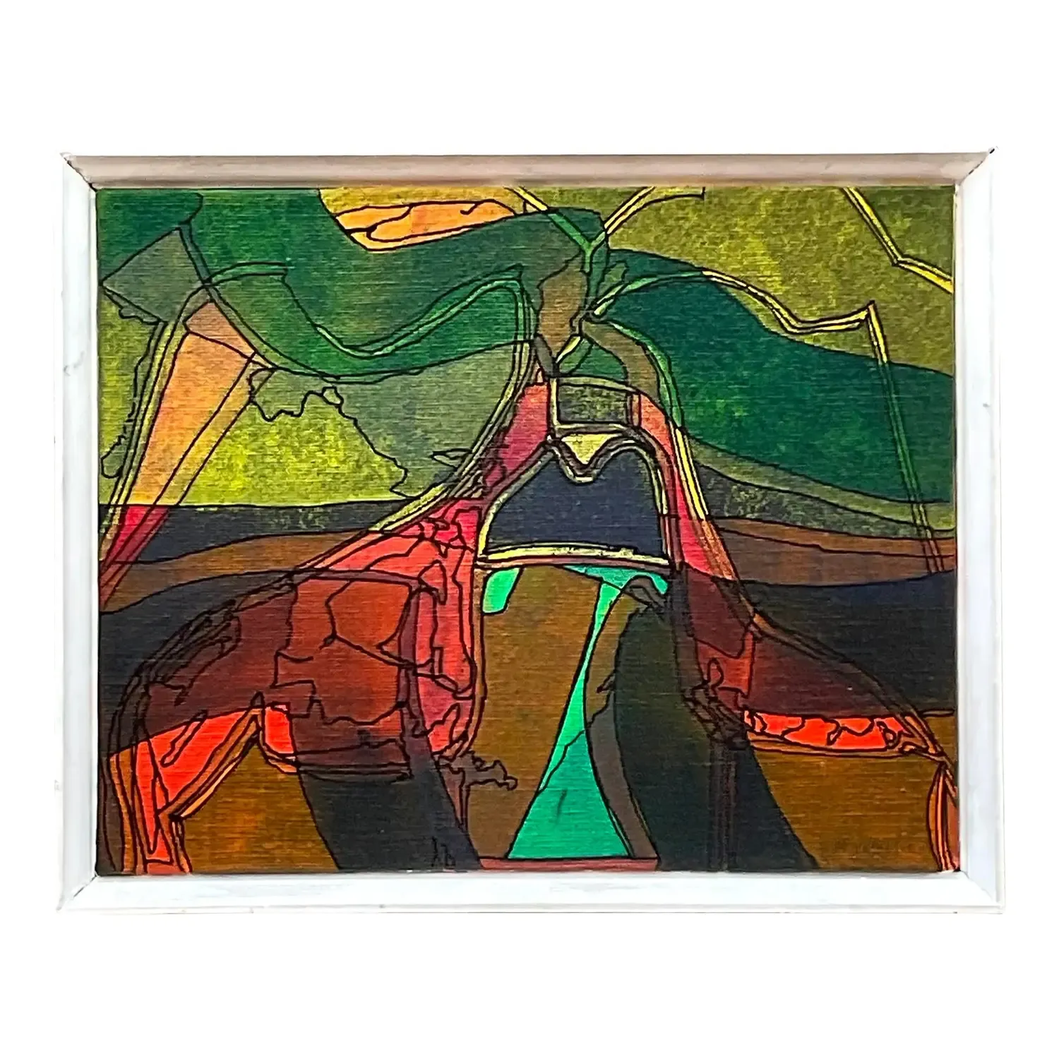 Vintage Boho Abstract Original Oil on Canvas Painting — additional photo 1