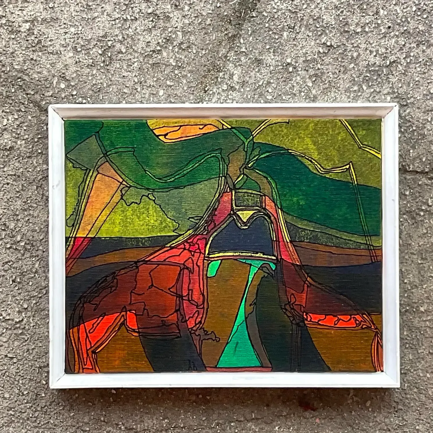 Vintage Boho Abstract Original Oil on Canvas Painting — additional photo 3
