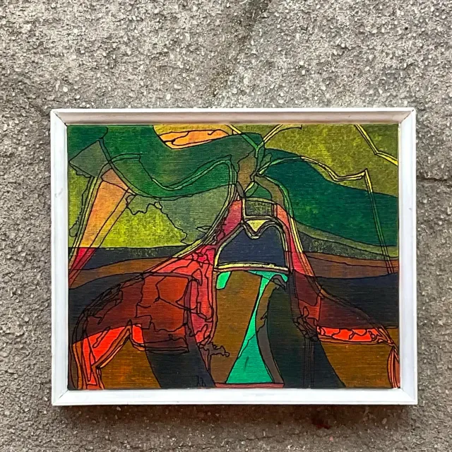Vintage Boho Abstract Original Oil on Canvas Painting — additional photo 3