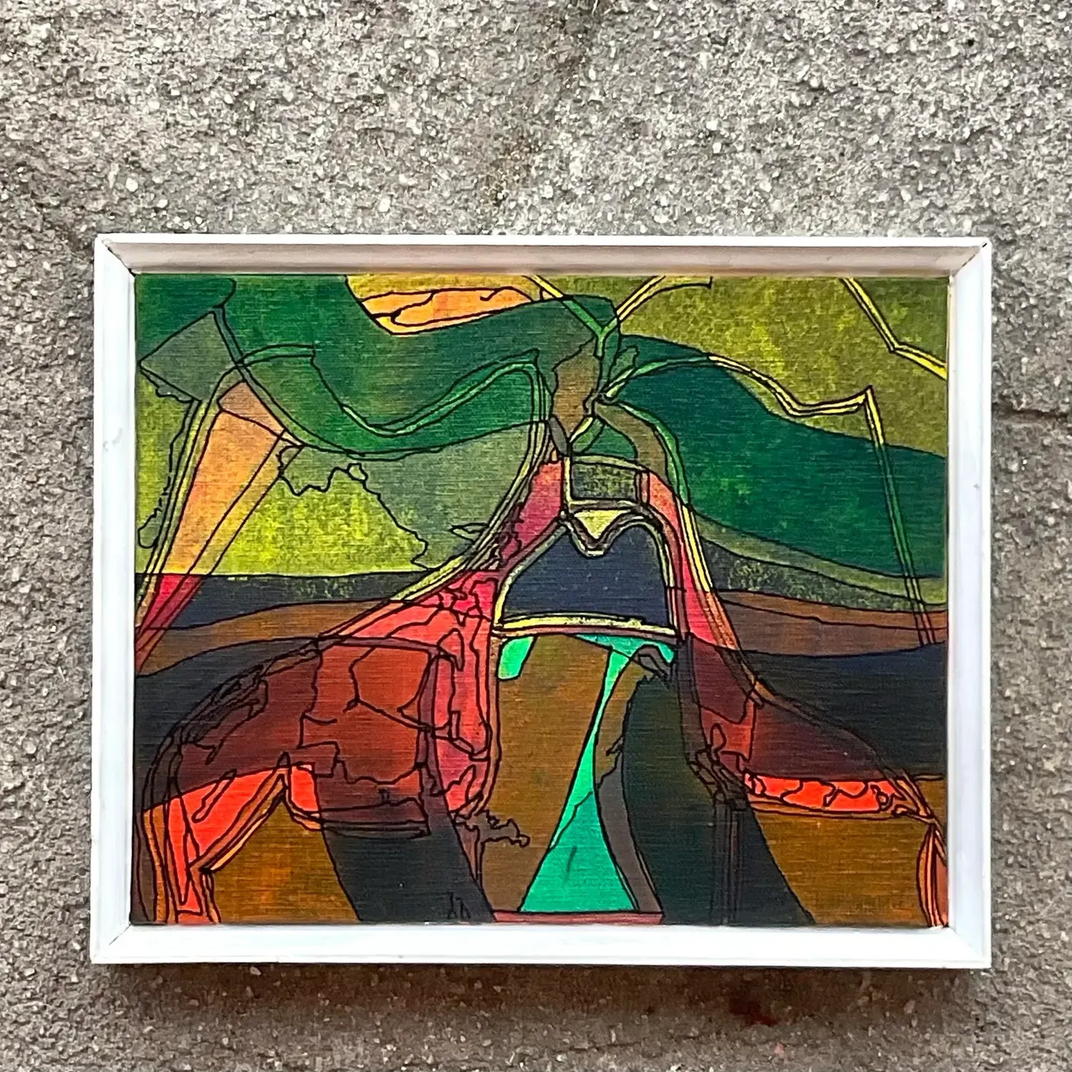 Vintage Boho Abstract Original Oil on Canvas Painting — additional photo 4