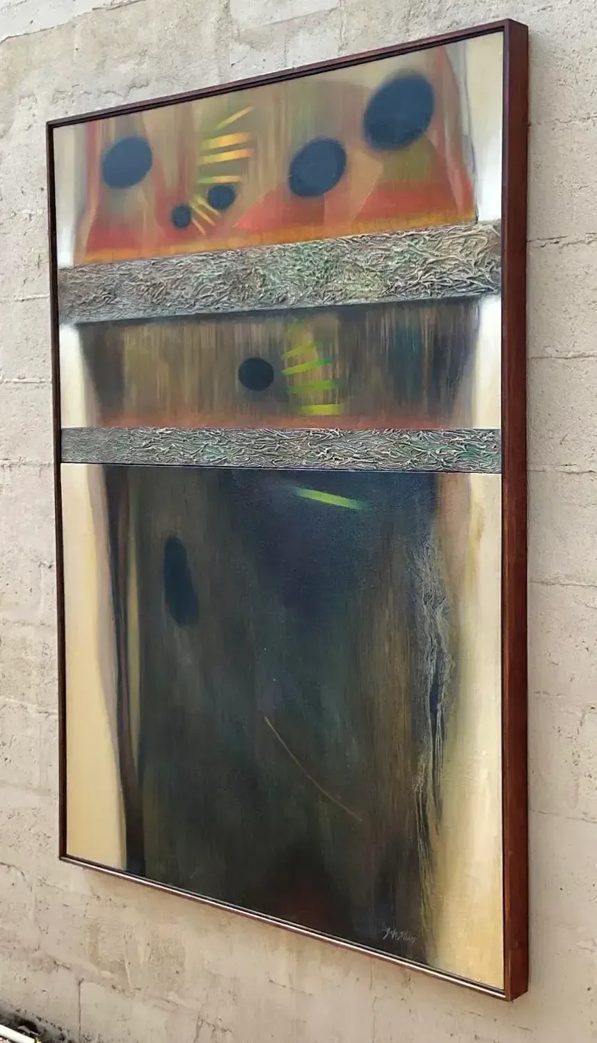Vintage Boho Abstract Original Oil Painting on Canvas - Canvas, 49W x 67H — additional photo 5