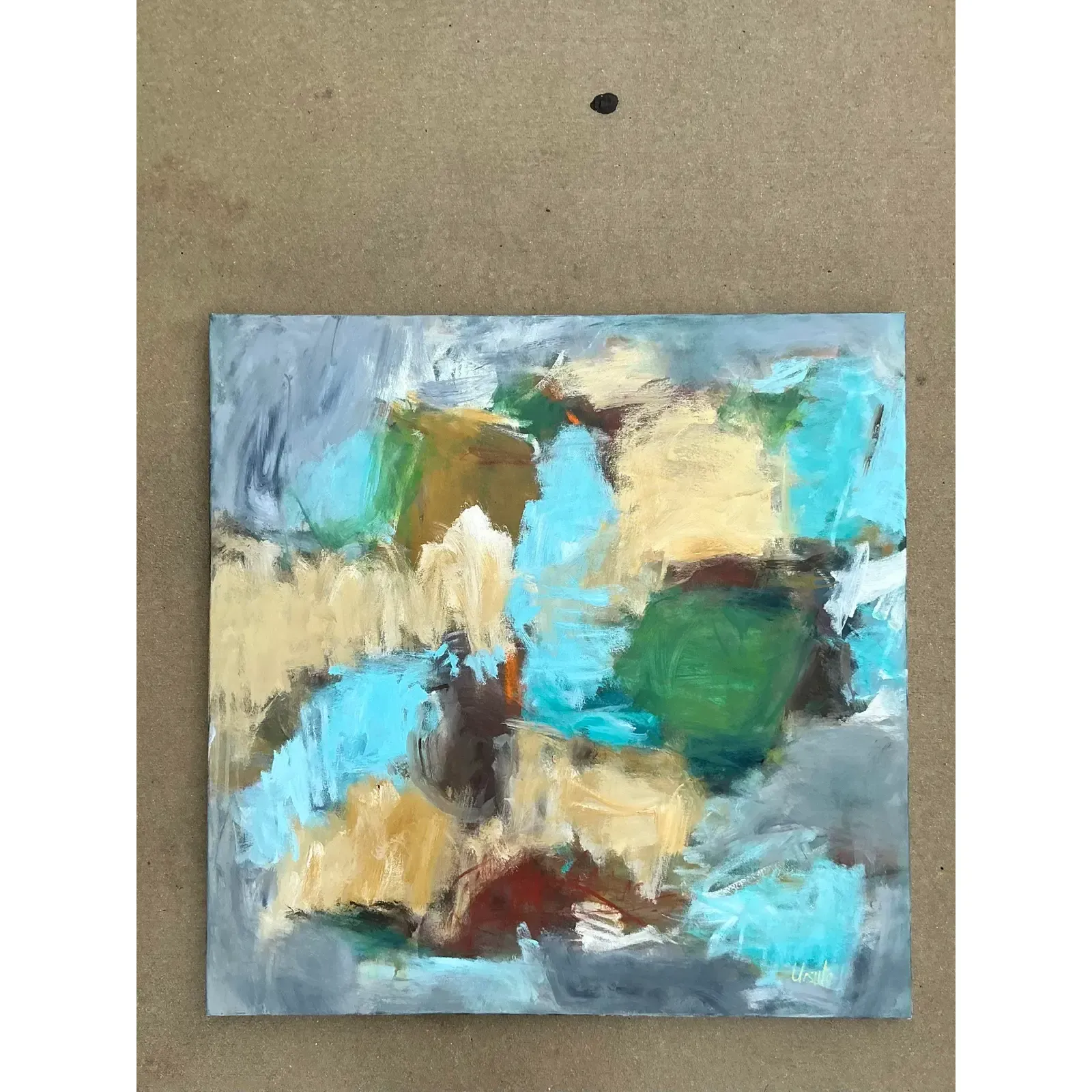 Vintage Boho Abstract Original Oil Painting on Canvas — additional photo 1