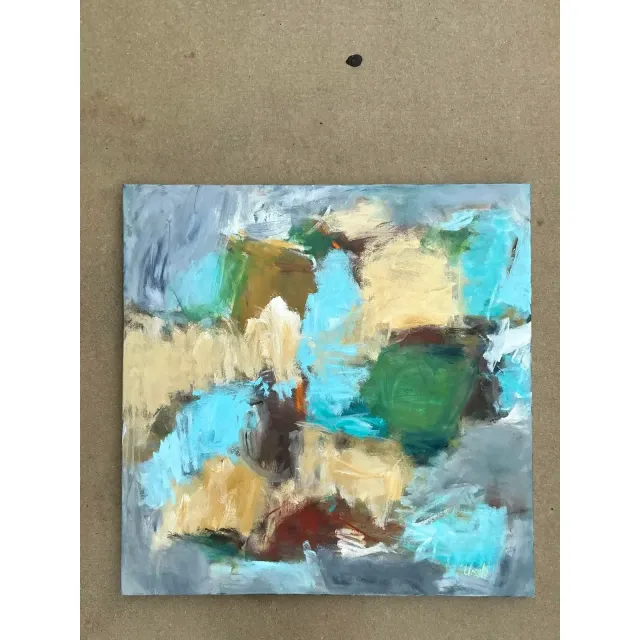 Vintage Boho Abstract Original Oil Painting on Canvas — additional photo 1