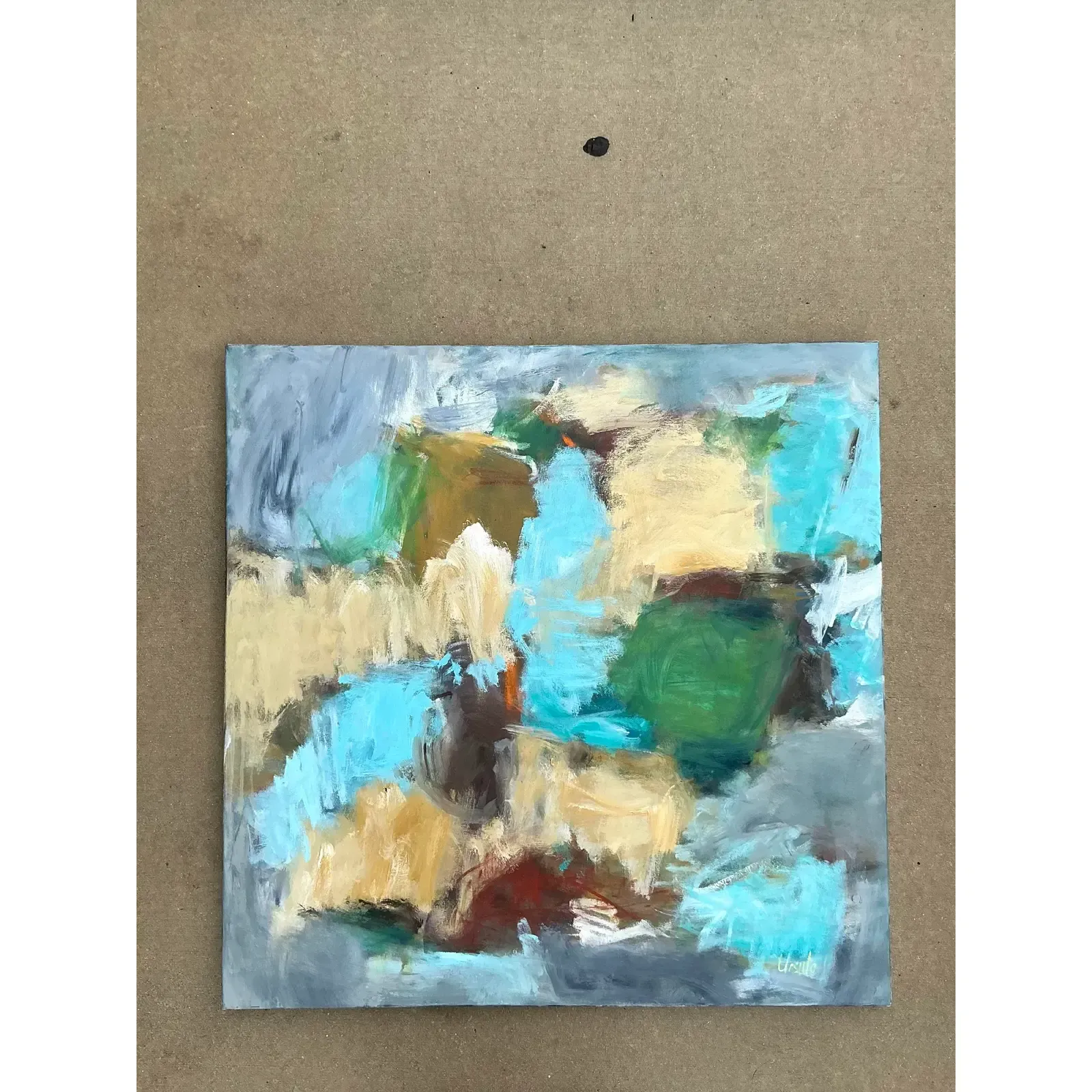 Vintage Boho Abstract Original Oil Painting on Canvas — additional photo 2