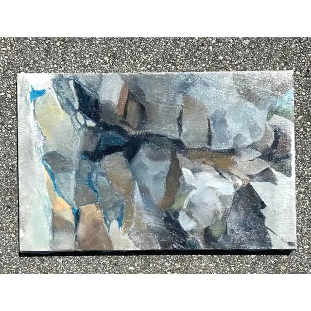 Vintage Boho Abstract Original Oil Painting on Canvas - Oil Paint, 20W x 13H — additional photo 1