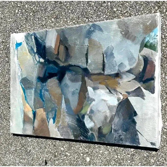 Vintage Boho Abstract Original Oil Painting on Canvas - Oil Paint, 20W x 13H — additional photo 2