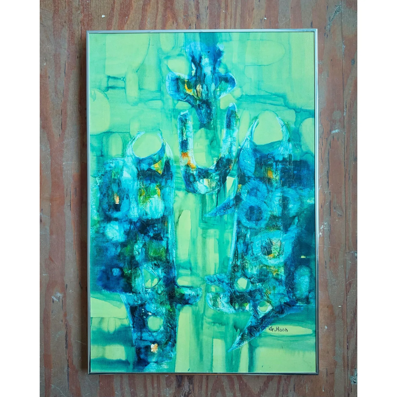 Vintage Boho Abstract Painting Oil on Canvas Signed by the Artist — additional photo 1