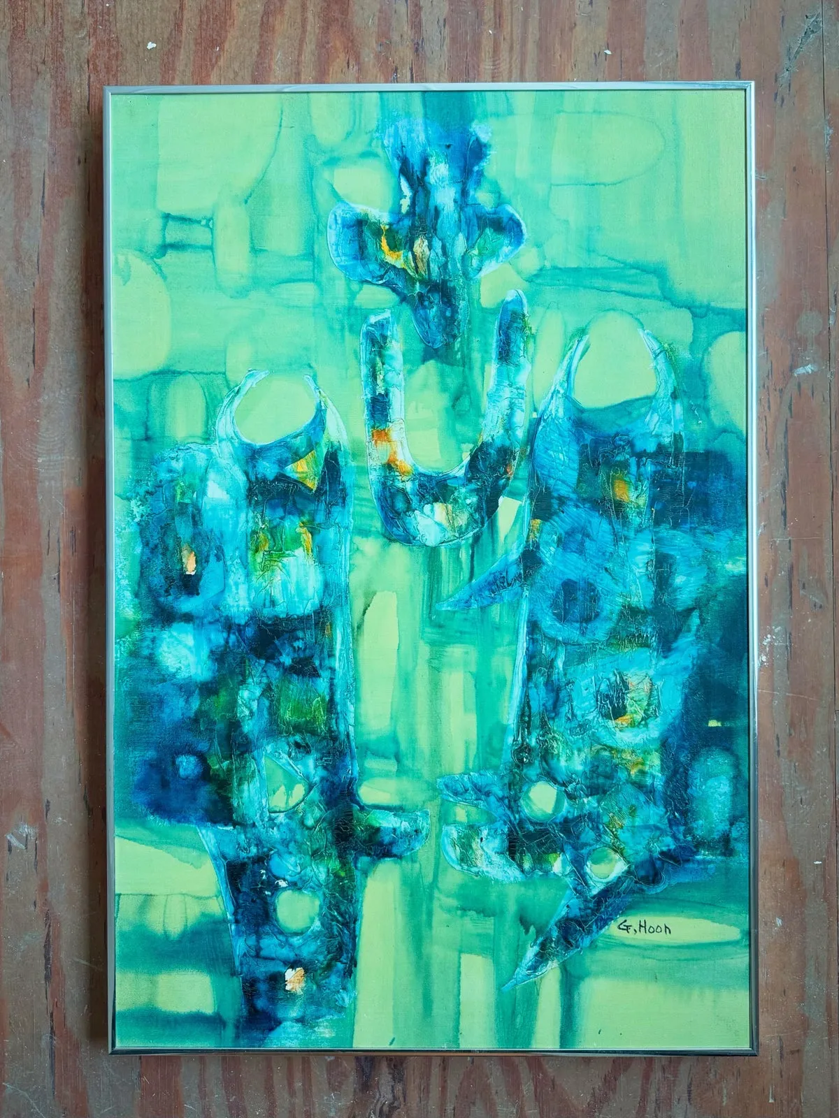 Vintage Boho Abstract Painting Oil on Canvas Signed by the Artist — additional photo 1
