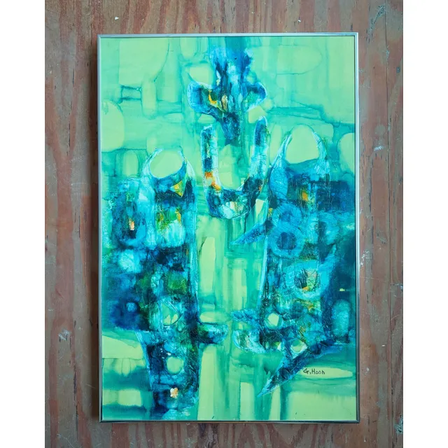 Vintage Boho Abstract Painting Oil on Canvas Signed by the Artist — additional photo 1