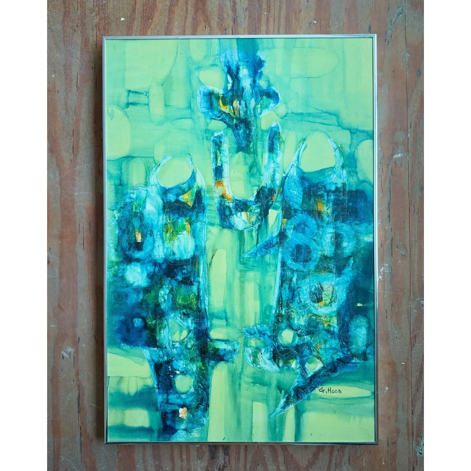 Vintage Boho Abstract Painting Oil on Canvas Signed by the Artist — additional photo 2