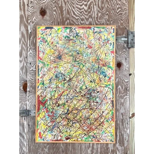 Vintage Boho Abstract Painting Signed Lincoln Park — additional photo 1