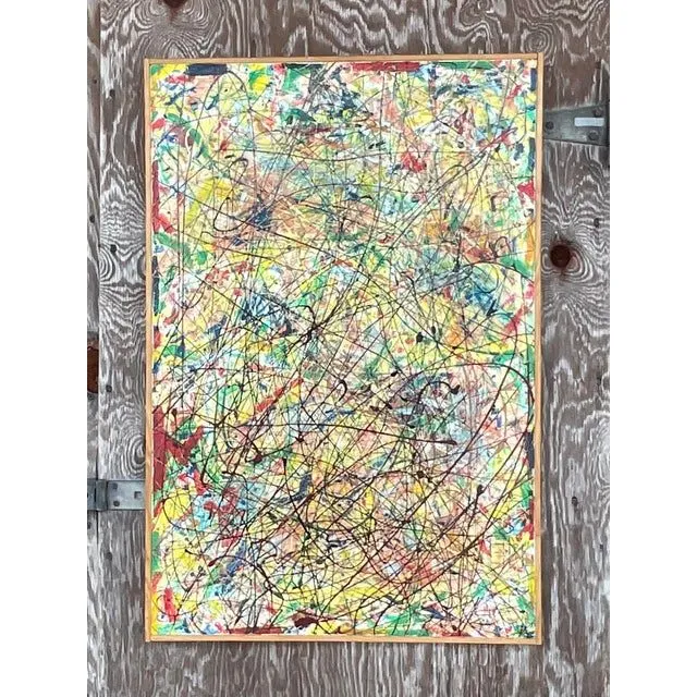 Vintage Boho Abstract Painting Signed Lincoln Park — additional photo 2