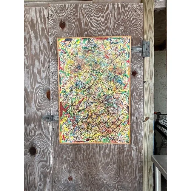 Vintage Boho Abstract Painting Signed Lincoln Park — additional photo 3