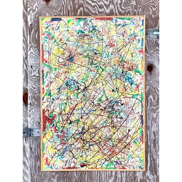 Vintage Boho Abstract Painting Signed Lincoln Park — additional photo 4