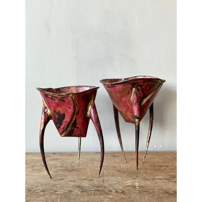 Vintage Boho Abstract Sculptural Metal Bowls - Set of 2 — additional photo 1