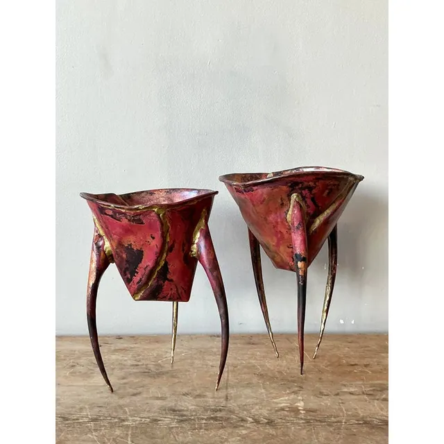 Vintage Boho Abstract Sculptural Metal Bowls - Set of 2 — additional photo 1