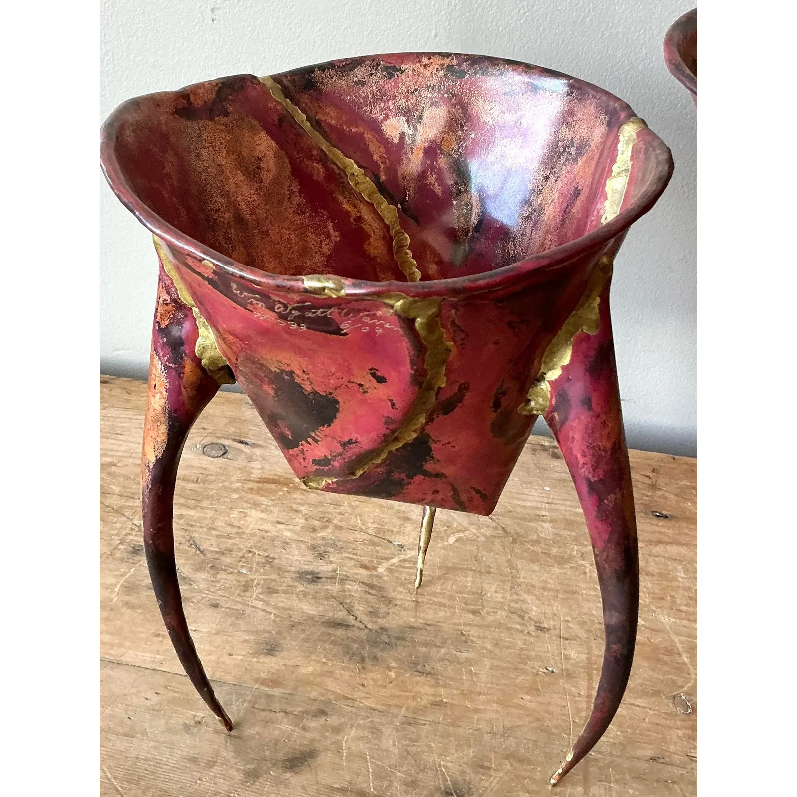 Vintage Boho Abstract Sculptural Metal Bowls - Set of 2 — additional photo 2