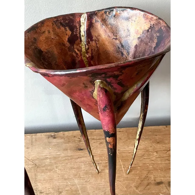 Vintage Boho Abstract Sculptural Metal Bowls - Set of 2 — additional photo 3