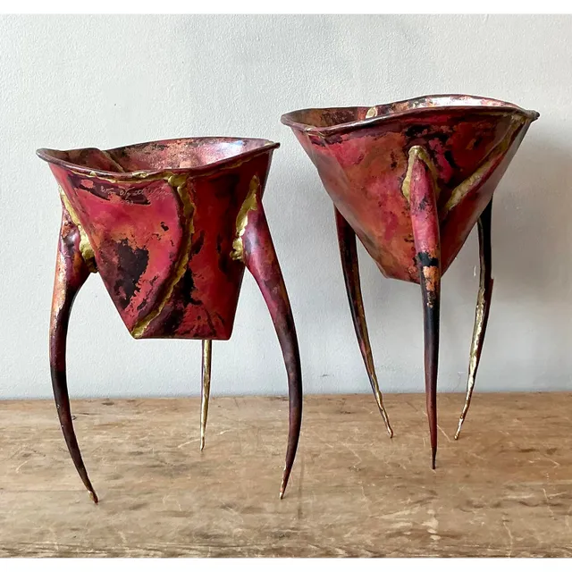 Vintage Boho Abstract Sculptural Metal Bowls - Set of 2 — additional photo 4