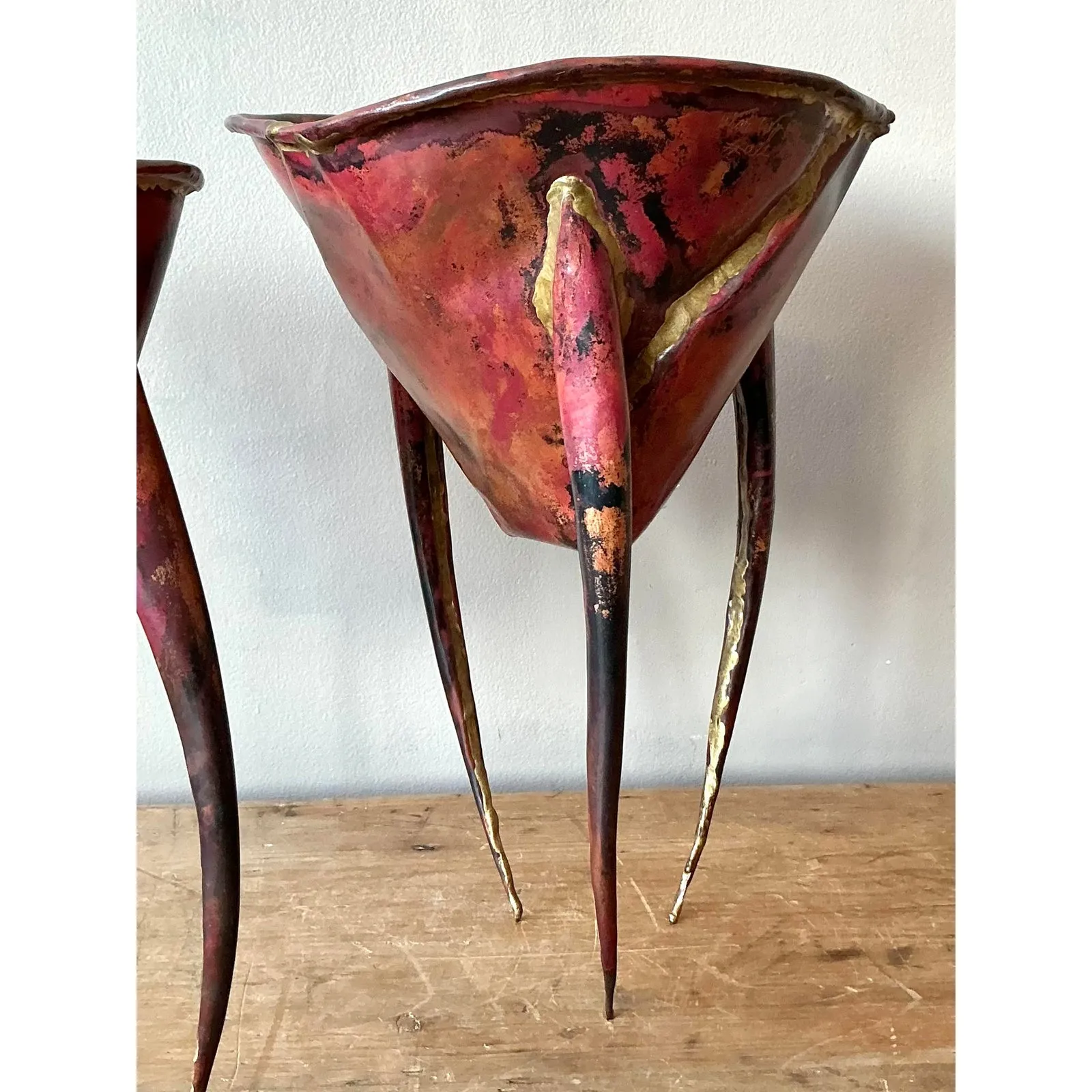 Vintage Boho Abstract Sculptural Metal Bowls - Set of 2 — additional photo 5