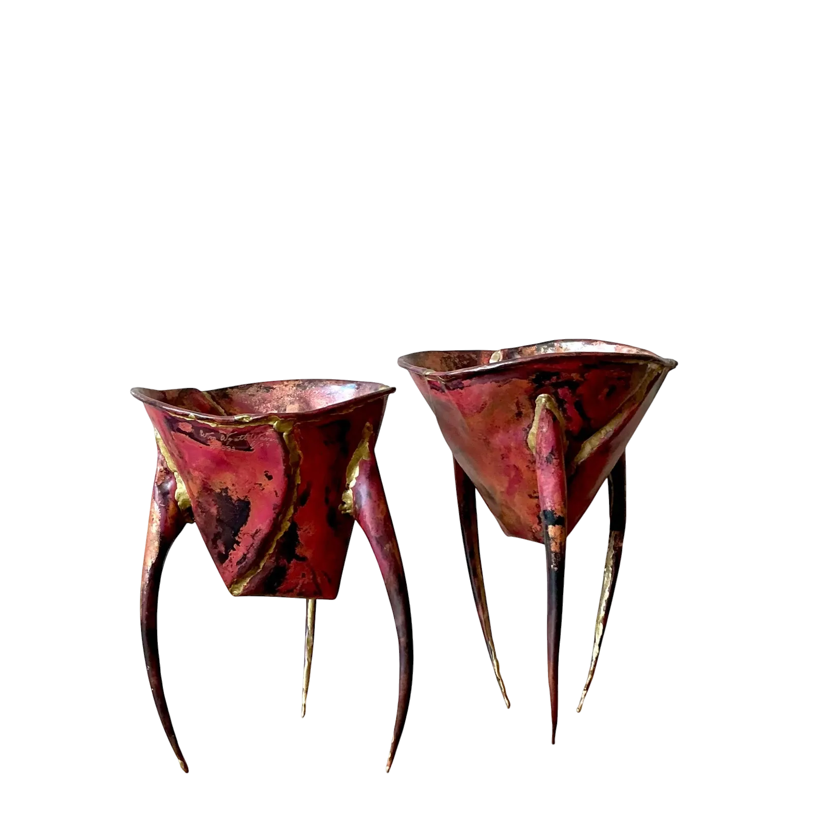 Vintage Boho Abstract Sculptural Metal Bowls - Set of 2 — additional photo 6