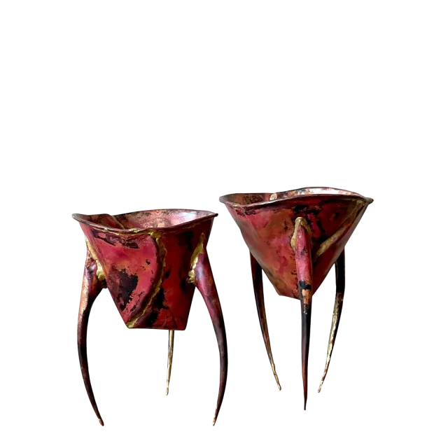 Vintage Boho Abstract Sculptural Metal Bowls - Set of 2 — additional photo 6