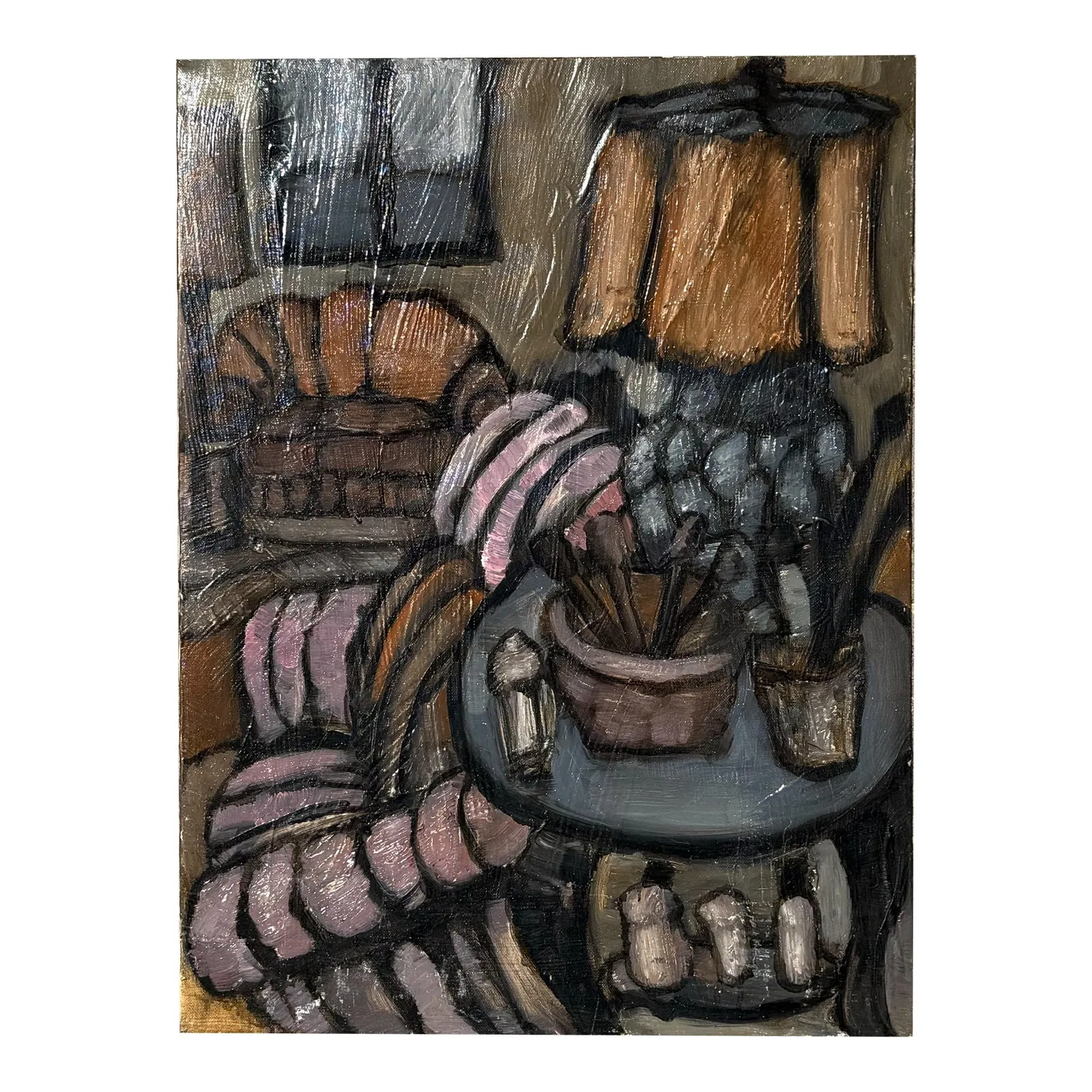 Vintage Boho Abstract Still Life Oil on Canvas — additional photo 1